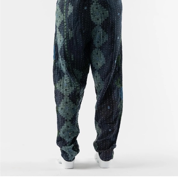 NWT FP Dr Collectors Textured Green and Indigo Pleated Kantha Pants - Picture 16 of 17